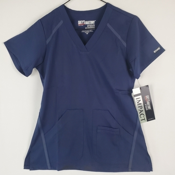 Grey's Anatomy Scrubs Impact Women's 3 Pockets Cross Over V-Neck Top Sz X Small - Picture 1 of 9